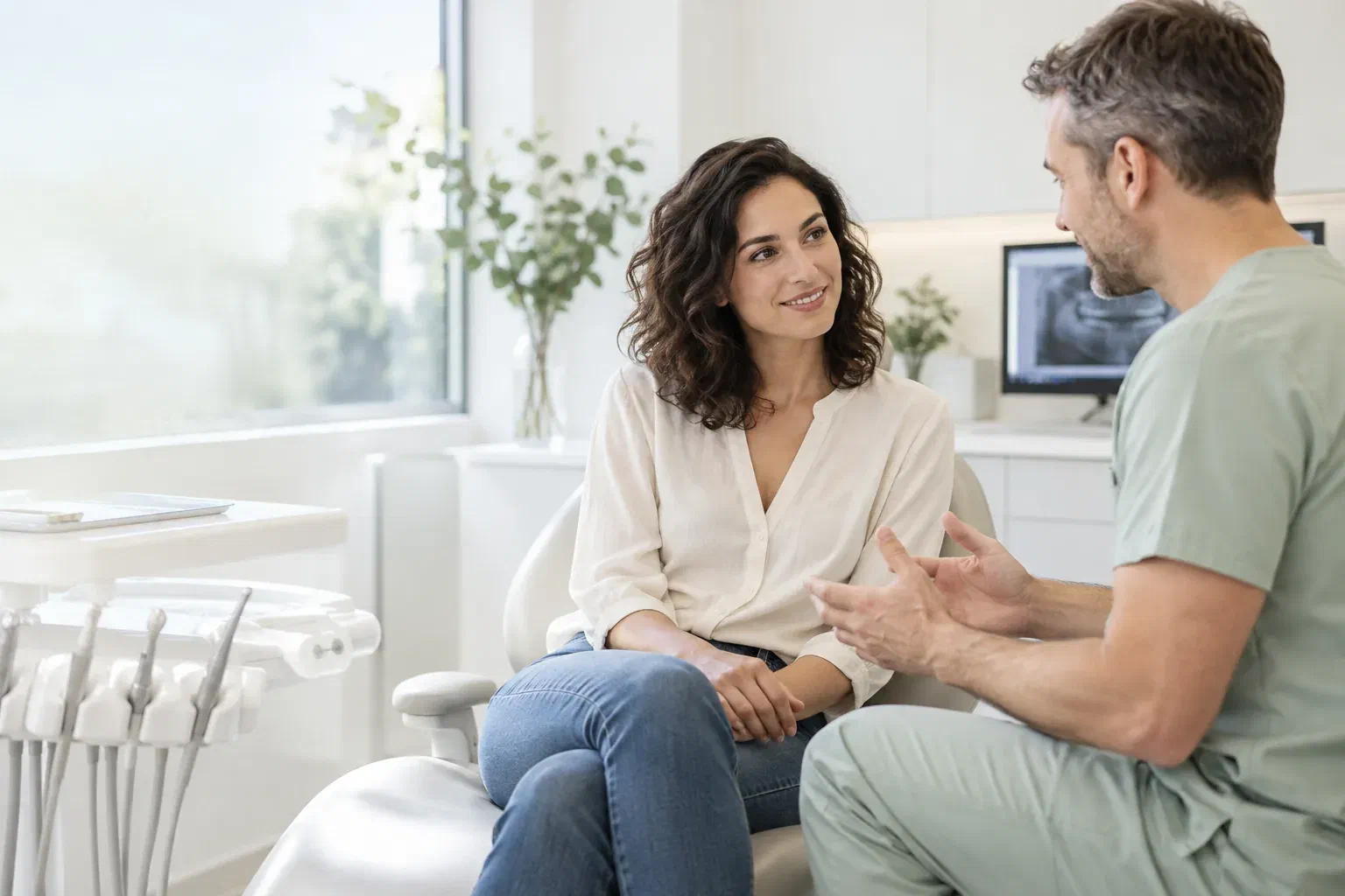 Illustrative private dental conversation about an oral health concern