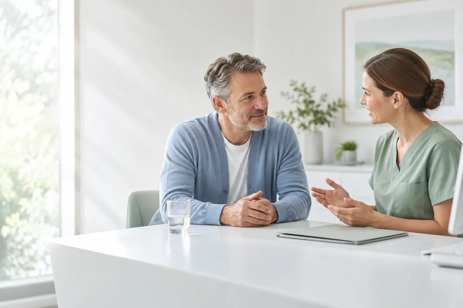 Illustrative conversation about dental care during medical treatment