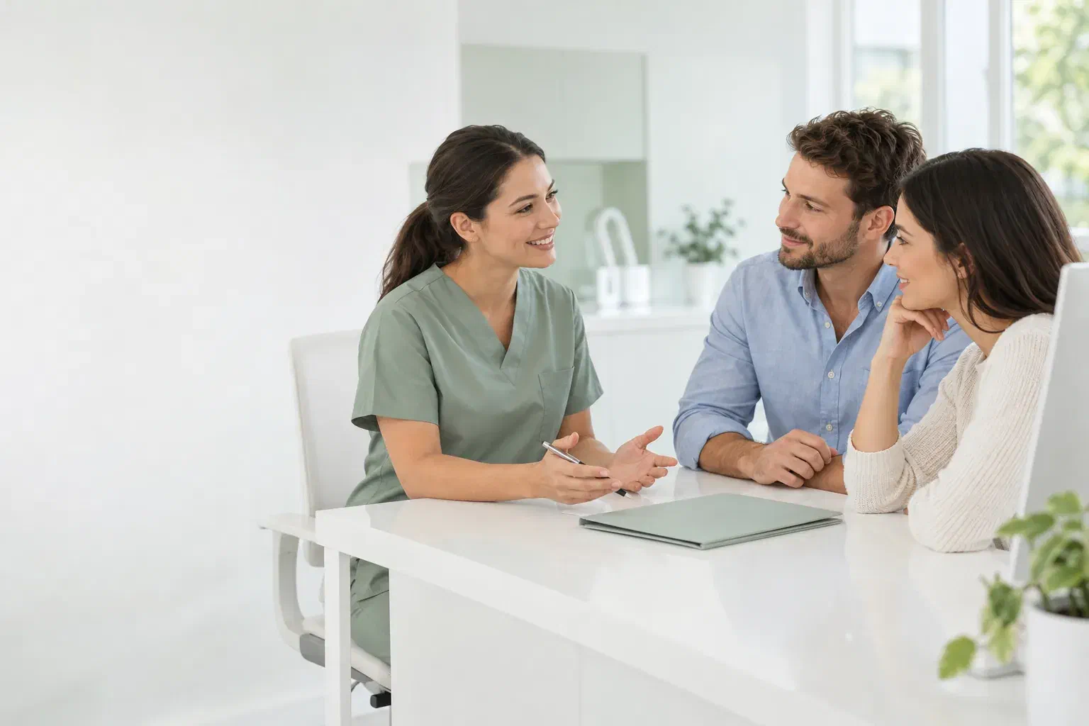 Illustrative conversation about dental appointment planning and treatment estimates
