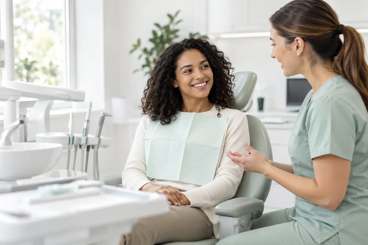 Illustrative conversation with a dental hygienist before an appointment