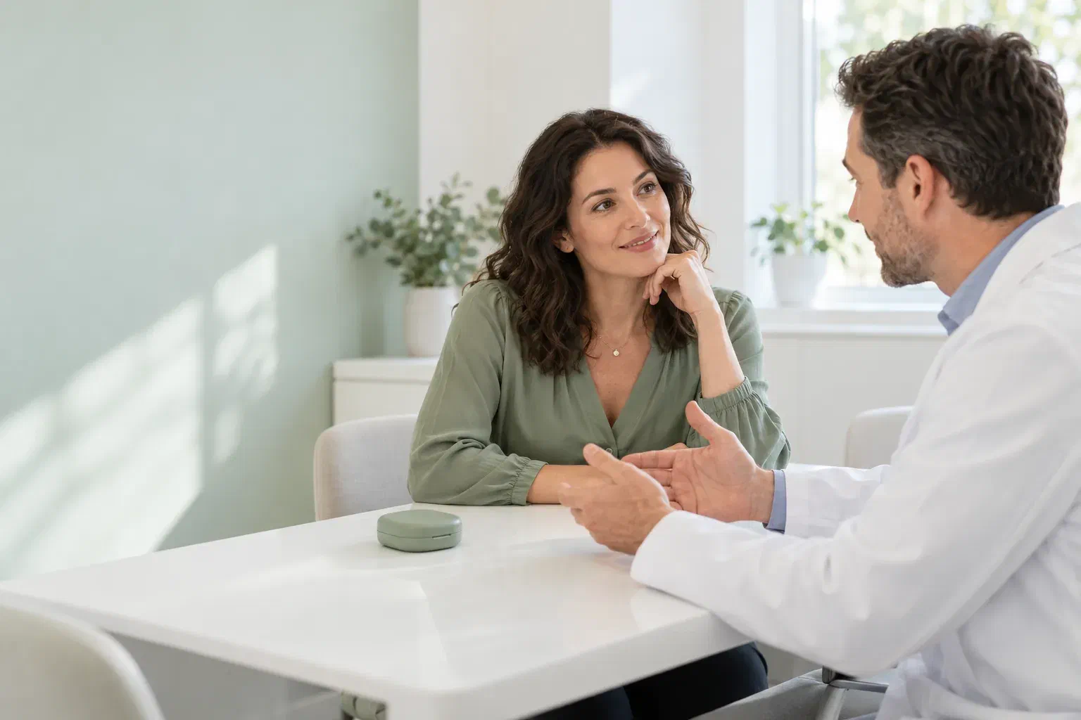 Illustrative consultation about a temporary removable tooth replacement