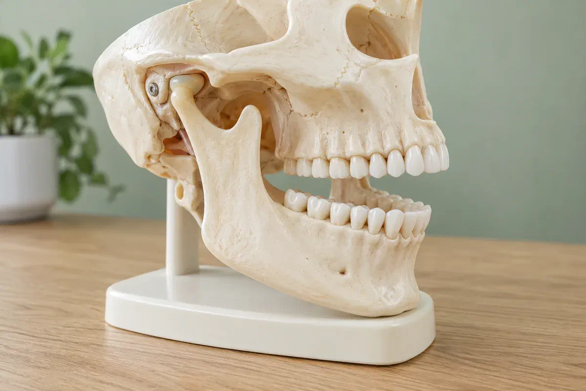 Illustrative physical teaching model showing the jaw and its supporting joint