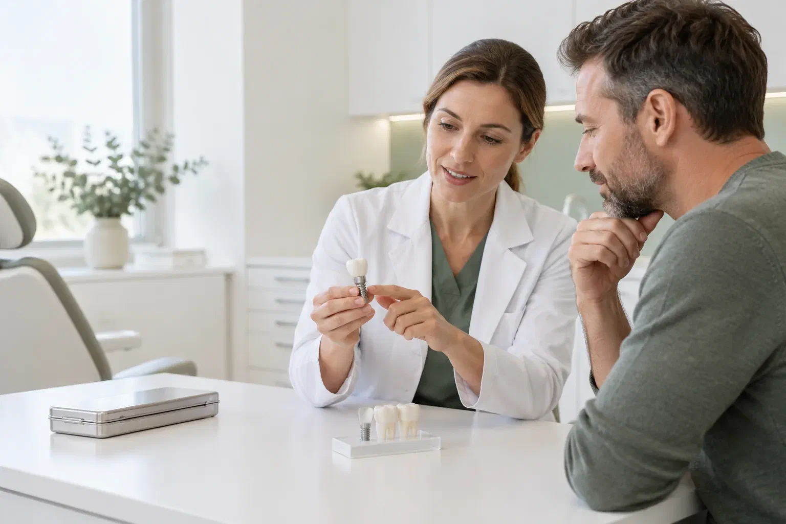 Illustrative discussion about the connecting components of an implant restoration