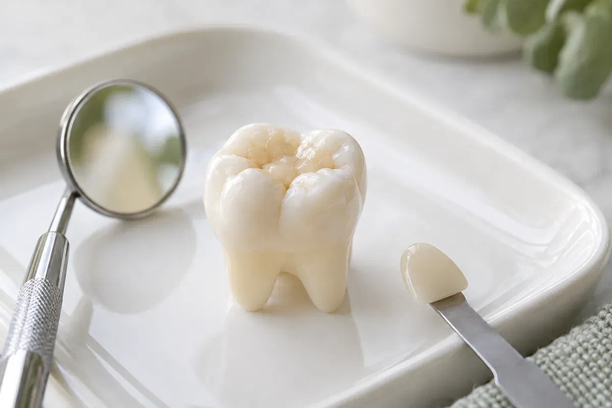 Illustrative molar teaching model with a slightly contrasting composite filling