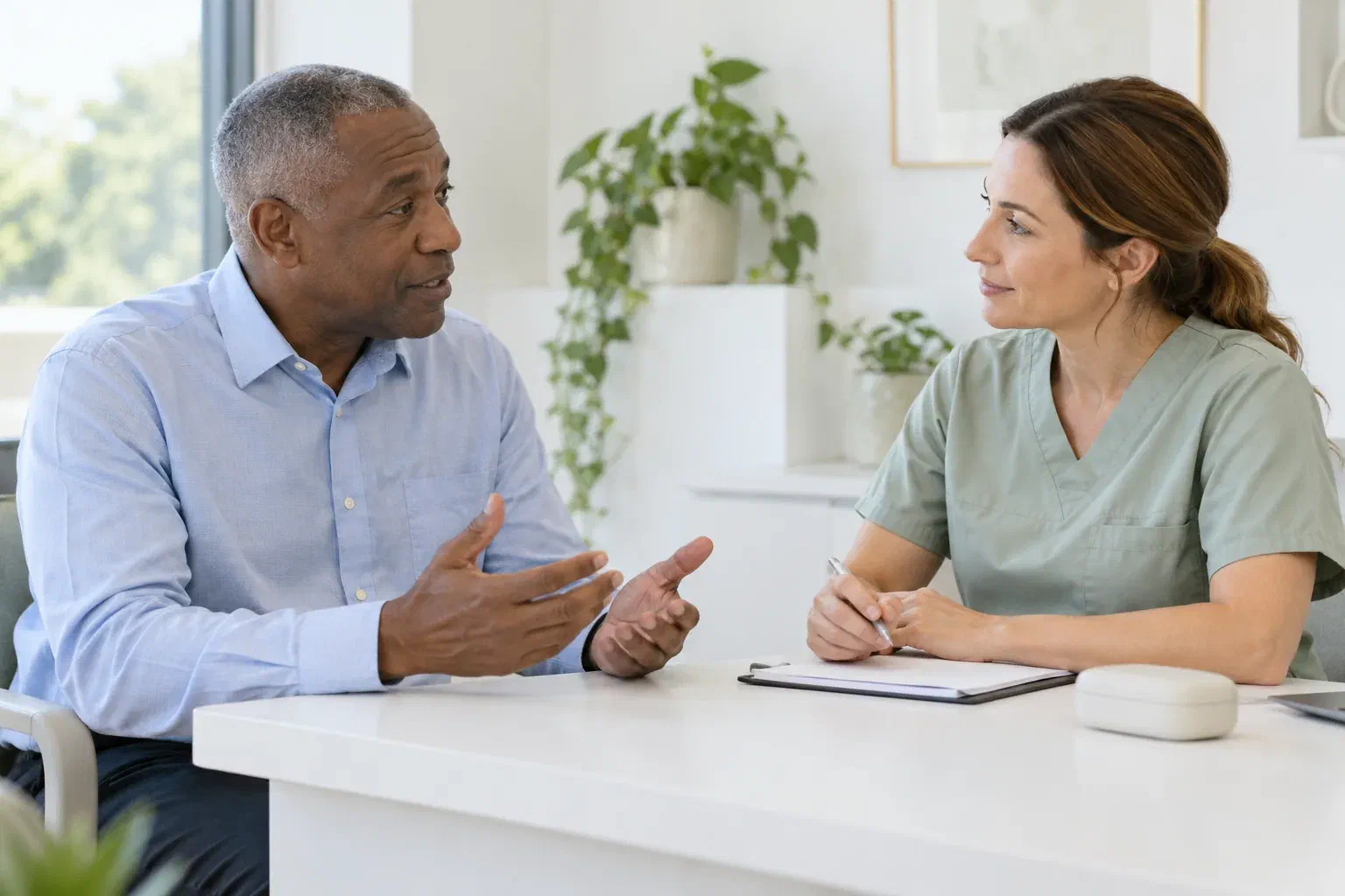 Illustrative conversation about snoring and oral-appliance suitability