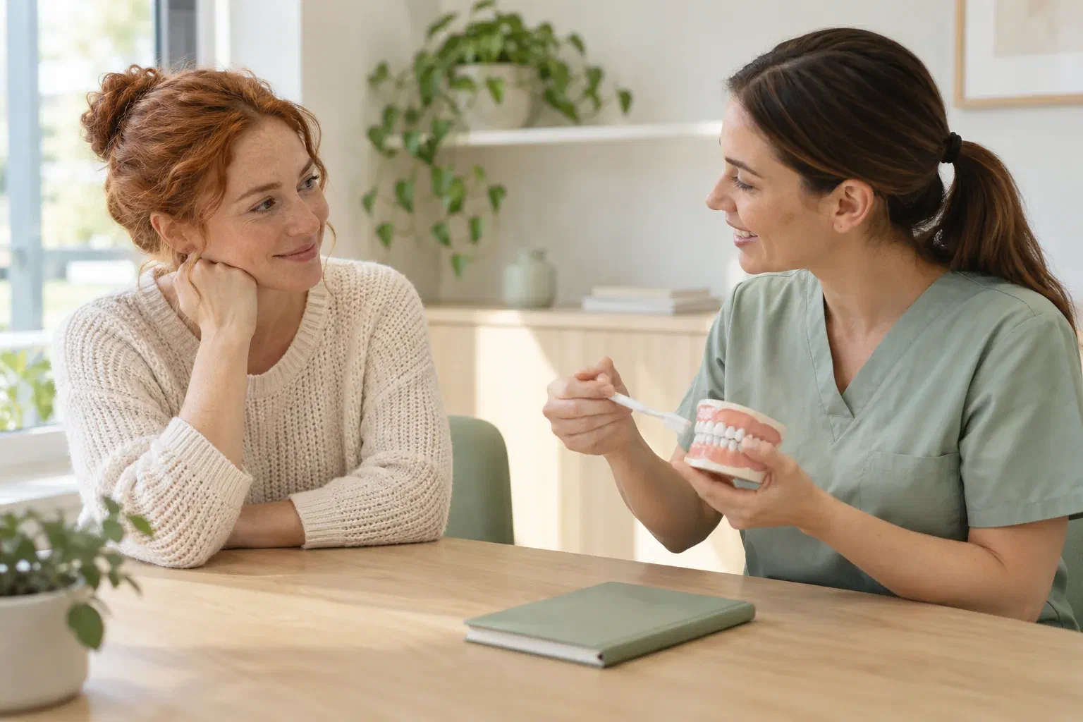 Illustrative conversation about a manageable jaw self-care plan